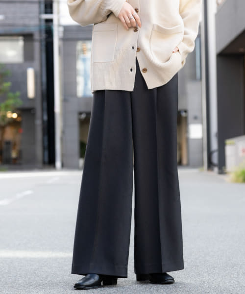 『TALLサイズ/WEB限定』ウールライクダブルタックワイドパンツ