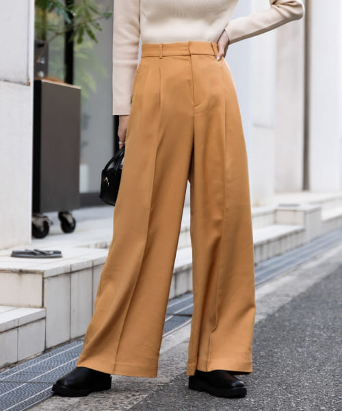 『TALLサイズ/WEB限定』ウールライクダブルタックワイドパンツ