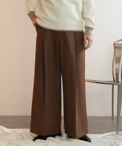 『セットアップ対応』 ツイルスエードタッチボリュームワイドパンツ