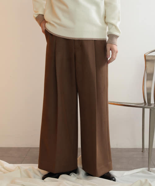 『セットアップ対応』 ツイルスエードタッチボリュームワイドパンツ