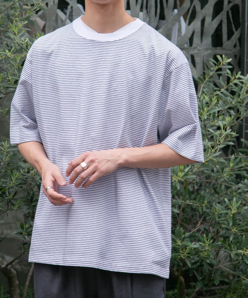 FORK&SPOON　プレーティングボーダーショートスリーブTシャツ