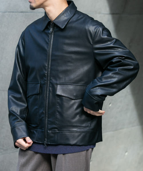 『XLサイズあり』Fake Fabricブルゾン