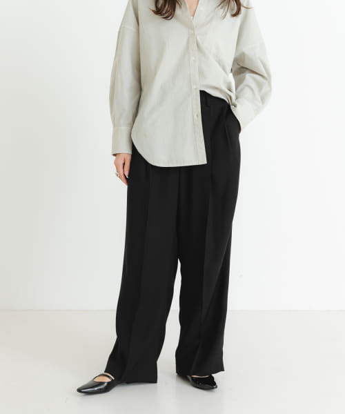 new basic　ダブルクロスキュプラパンツ