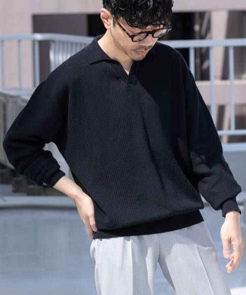 変形カノコスキッパーニットポロ