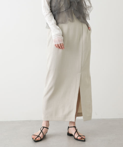 『UR TECH DRYLUXE』リネンライクスリットタイトスカート
