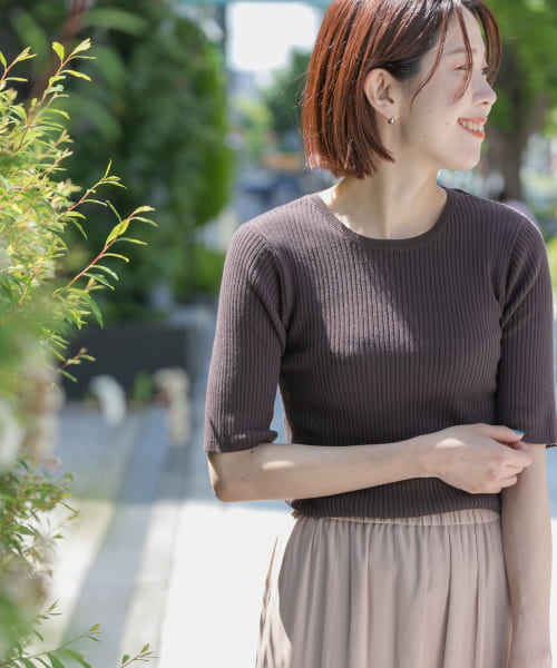 ベーシックリブニットTシャツ