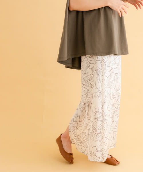 iNtimite　Crepe de chine Print Skirt