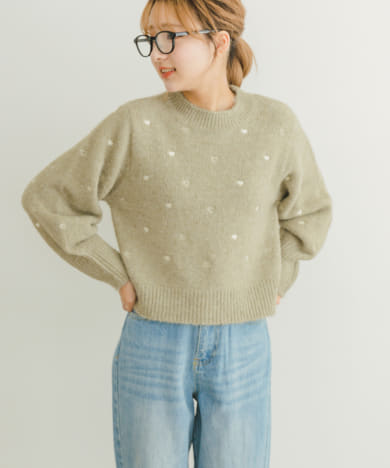 ハートモチーフニットプルオーバー