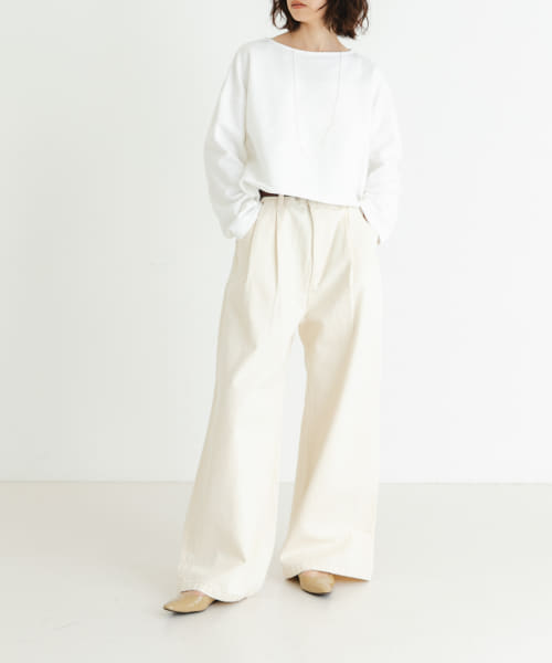 new basic　ツータックワイドデニムパンツ