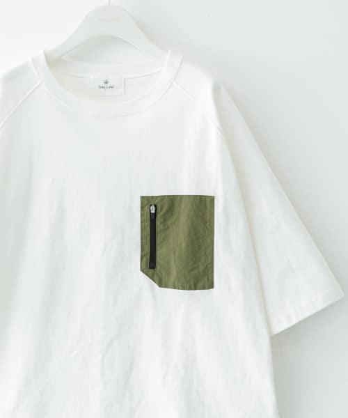 ナイロンポケット切替ハーフスリーブTシャツ