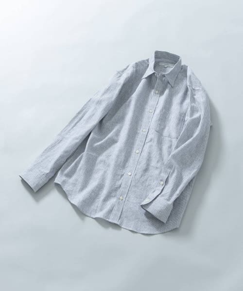 『WEB限定』『XLサイズあり』リラックスコットンリネンレギュラーカラー長袖シャツ