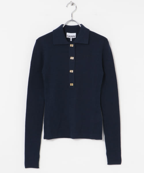 GANNI　Mini Ribbed Merino Polo