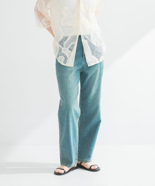 new basic　ストレートフィットデニムパンツ