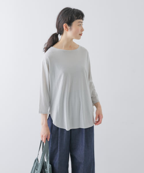 シフォン天竺7分袖カットソー