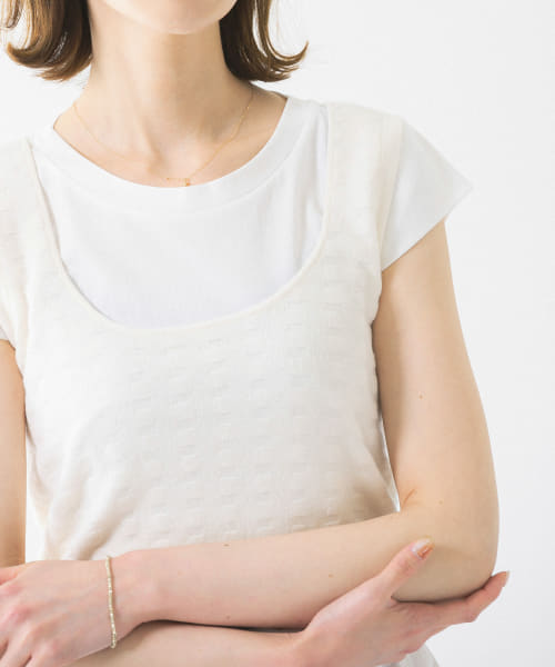 w cashmere　blockpattern shorttank-top