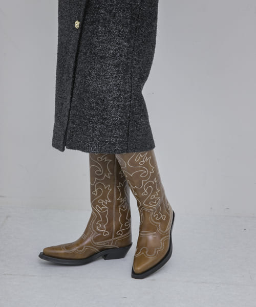 GANNI　Embroidered Western Boot