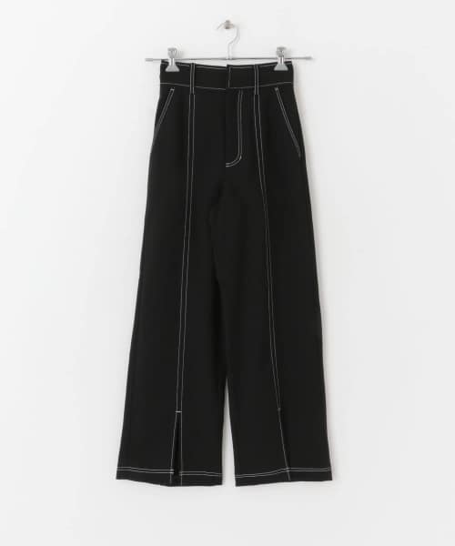 配色ステッチスリットパンツ
