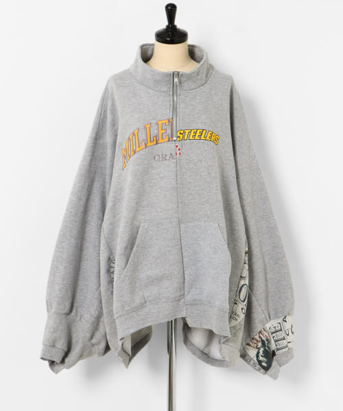 77circa　make wide half zip sweat top