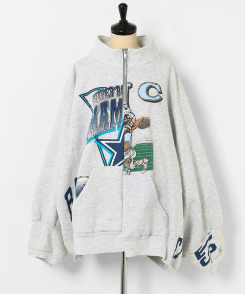 77circa　make wide half zip sweat top