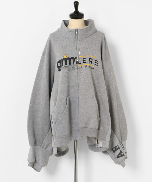 77circa　make wide half zip sweat top