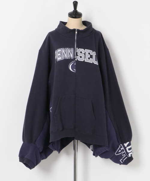 77circa　make wide half zip sweat top