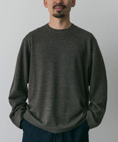 STILL BY HAND　14G striped sweater