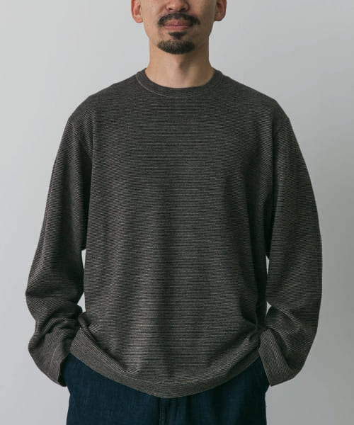 STILL BY HAND　14G striped sweater