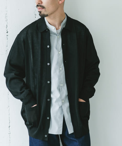 リネンライク ロングスリーブシャツカーディガン