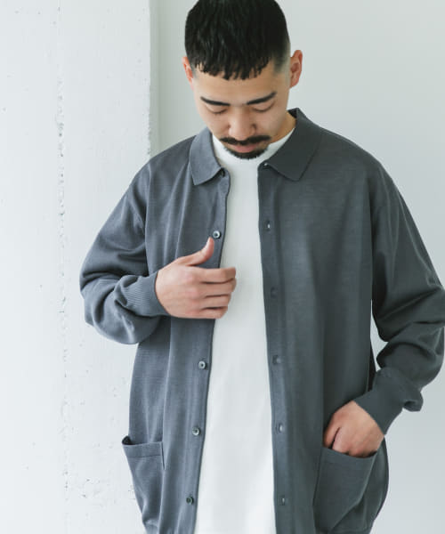 リネンライク ロングスリーブシャツカーディガン
