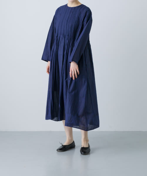 maison de soil　DOT&BLOCK PRINT DRESS