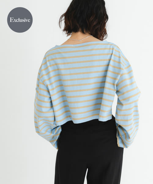 『WEB/一部店舗限定』『別注』Le minor×UR　Border cropped Tee