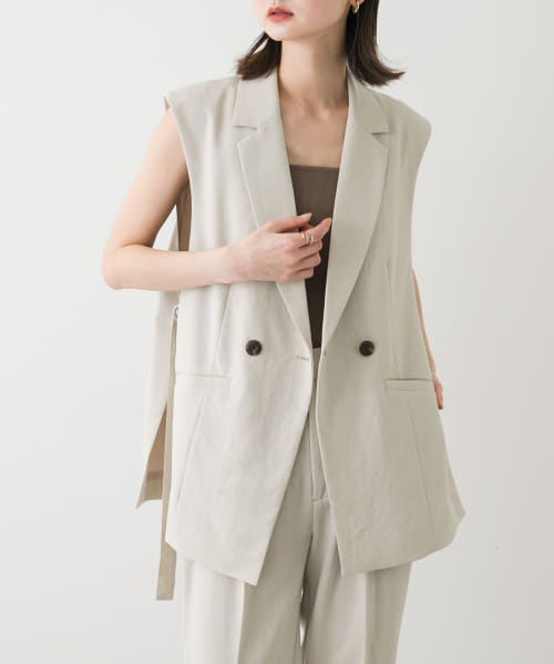 『UR TECH DRYLUXE』リネンライクサイドベルトジレ