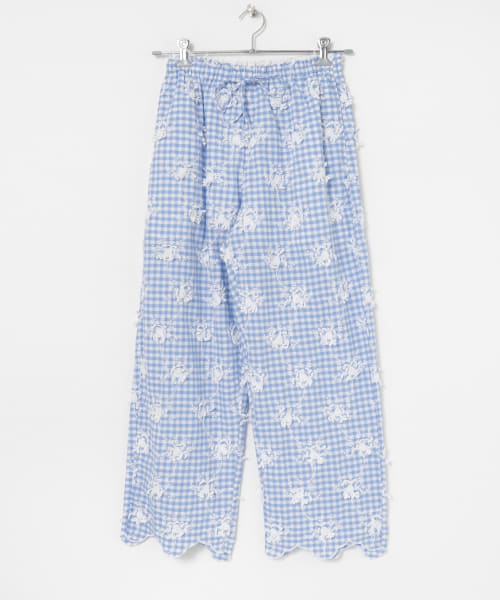 crinkle crinkle crinkle　3Dembroidery gingham pants