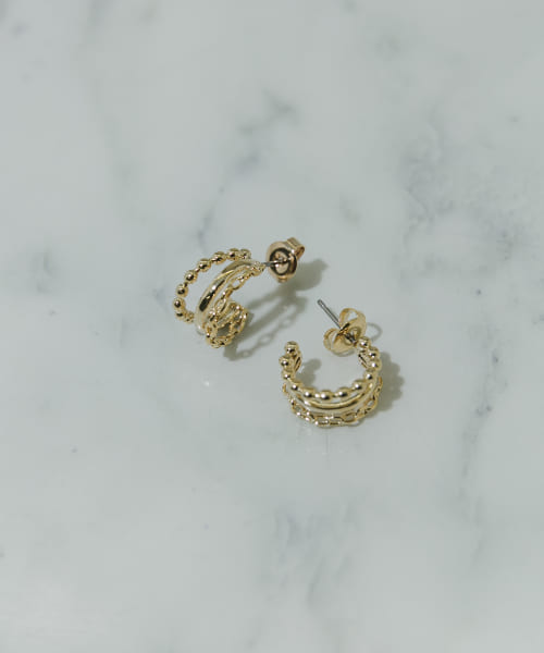 トリプルラインフープピアス