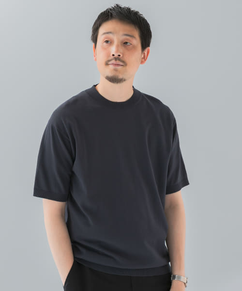 LIFE STYLE TAILOR　ハイゲージクルーネック半袖ニット