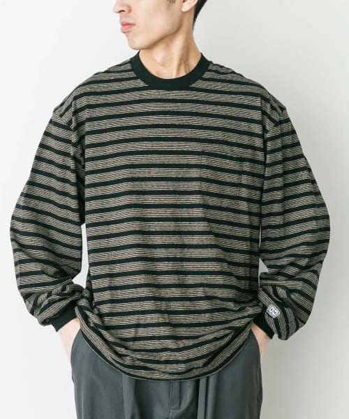 ENDS and MEANS　Pocket Long-Sleeve Tee(Striped)