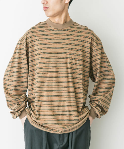 ENDS and MEANS　Pocket Long-Sleeve Tee(Striped)