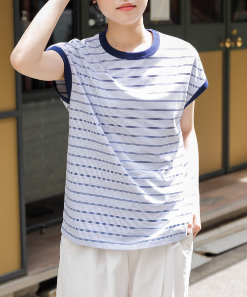 FORK&SPOON　カラーボーダーショートスリーブTシャツ