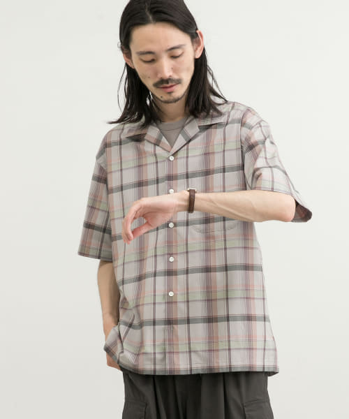 リラックスオープンカラーチェックシャツ