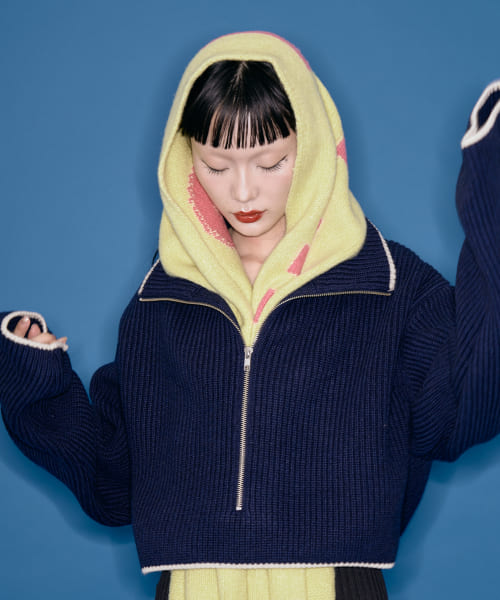ザ グッドランド マーケット　CROPPED KNIT ZIP TOPS