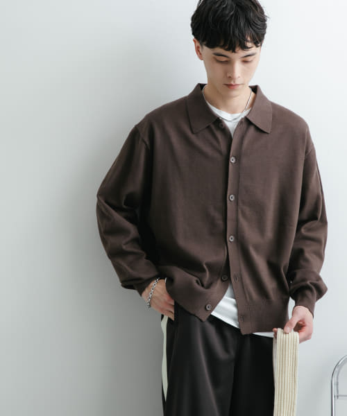 『ユニセックス』『洗濯可』ストレッチシャツカーディガン