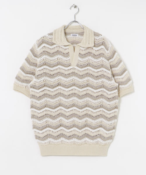 米富繊維　ZIGZAG SUKASHI KNIT PULLOVER