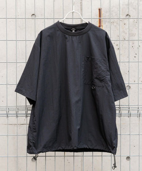 『撥水/イージーケア/接触冷感/UVカット』タスランナイロンクルーネックドロストTシャツ