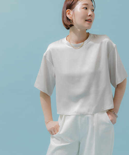 F by ROSSO　ウォッシャブルサテンTシャツ