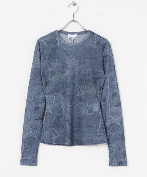 GANNI　Marl Mesh Long Sleeve Blouse