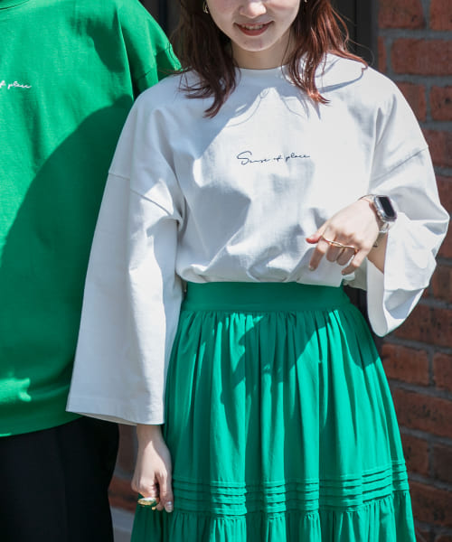『ユニセックス』シシュウエクストラルーズTシャツ(5分袖)
