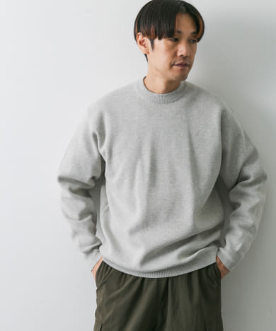 『洗濯可』ミラノリブクルーネックニット