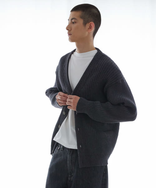 new basic COTTON CASHMERE WIDE RIB CARDIGAN