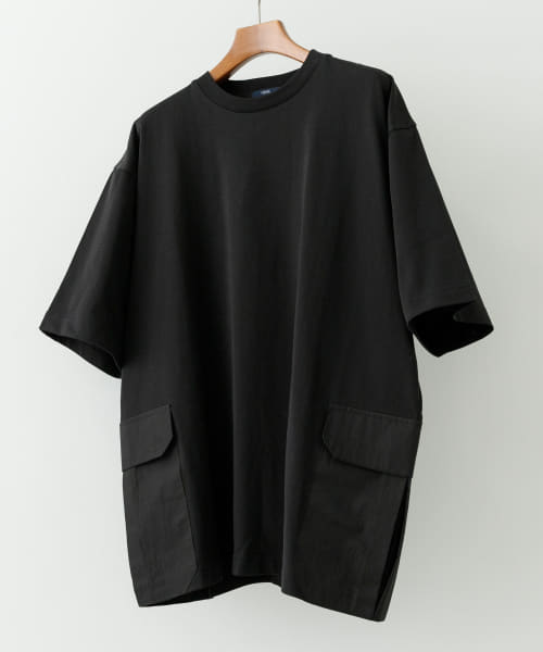 サイドポケットキリカエクルーネックTシャツ