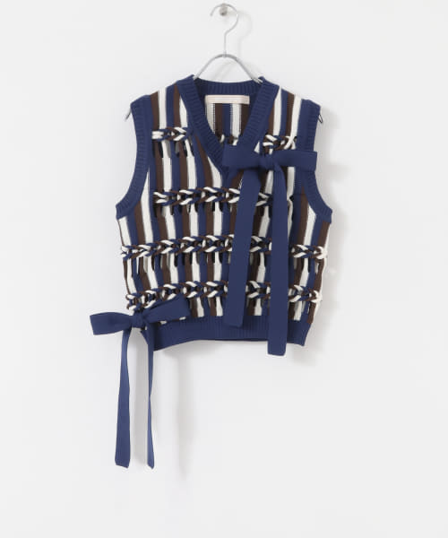 leinwande　Braids Stripe Knitted Vest